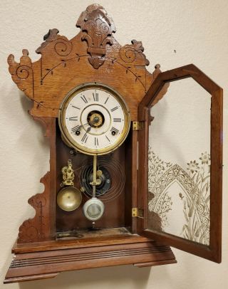 Antique Seth Thomas Eight Day Strike Mantel Clock Gingerbread Style