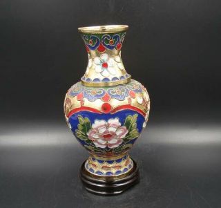 150mm Chinese Collectible Handmade Brass Cloisonne Enamel Vase Deco Art