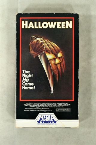 Vhs Halloween (1978) Rare White Stripe Media Home Entertainment 1981