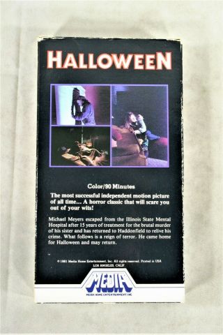VHS Halloween (1978) Rare White Stripe Media Home Entertainment 1981 2