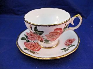 Tea Cup And Saucer - Queen Anne - " Royal Roses " Fine Bone China Made In England
