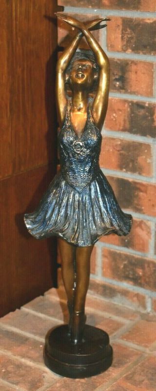 Art Deco Heavy Ballerina Bronze Brass Sculpture Statue Rare Just Found In Estate