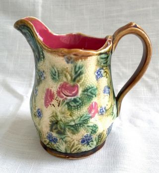 Vintage/antique Ceramic Majolica Creamer Pitcher - Floral Design