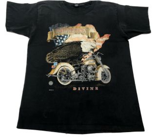 Rare Vintage 90s Harley Davidson Divine 1996 Eagle T Shirt Large