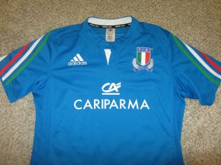Vintage Italia Italy Adidas Rugby Jersey Team Xl Royal Blue Sewn Retro Rare Fir