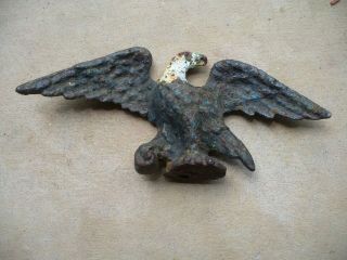 Small Old Antique Cast Iron Bald Eagle Statue For Gate Fence Post Farm Home