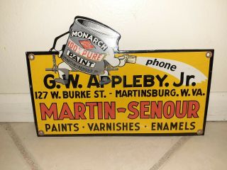 C.  1960s Martin Senour Paint Store Sign West Virginia Monarch Paint Sign Rare
