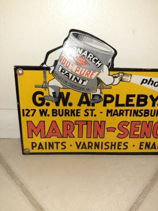 c.  1960s Martin Senour Paint Store Sign West Virginia Monarch Paint Sign Rare 2