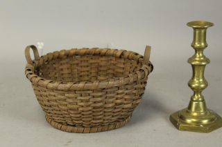 A Rare 19th C Two Handled Splint Basket With Rimmed Base In Surface