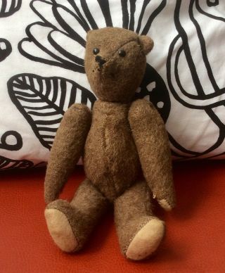 Antique Teddy Bear Jointed Straw Stuffed 9 1/2”