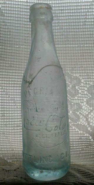 Straight Side Coca - Cola Peoria Ill Fancy Script Bottle Rare