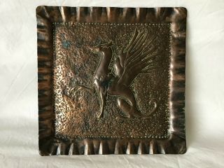 Arts And Crafts Copper Plaque Gryphon Repoussé Keswick Pearson Tradition C1900