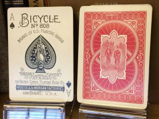 C1895 Rare Bicycle 808 Pneumatic No.  1 Back Antique Playing Cards Poker Gilded