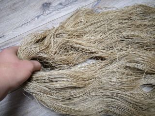 Antique 19thc Homespun Raw Flax Yarn Treads 1400meters/820g