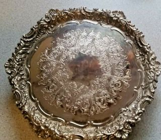 Vintage 6 Inch Footed F.  B.  Rogers Silverplate Trivet/tray