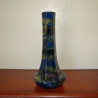 Magnificent Very Rare Vintage Peters & Reed Zane Pottery Blue " Marbelized " Vase