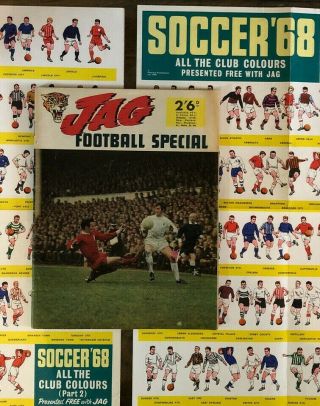 Rare Jag Football Special 1968 With 2 Soccer 68 All The Club Colours Wall Charts