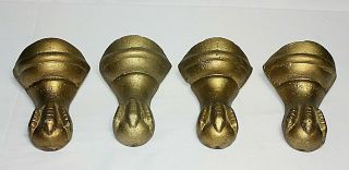 4 Antique Cast Iron Eagle Claw Bathtub Feet Foot Painted Gold