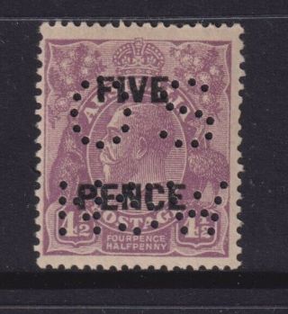 Kgv 5d Violet Surcharge Perforated Nsw Governrnent Osnsw Mlh,  Rare