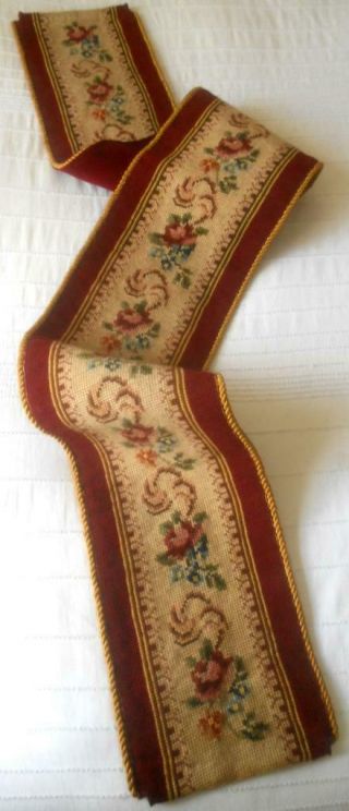 Vintage Tapestry Wall Hanging Bell Pull Dark Red Roses No Fittings