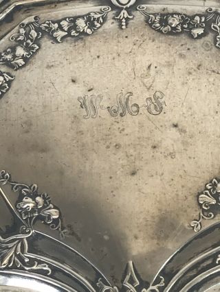 Sterling Silver Stamped Victorian Style Vintage Hand Held Monogram Mirror READ 2