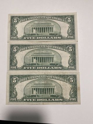 3 of all set $5 dollar 1953， A，B，Blue Seal， Top Rare！ AU/XF！！ 2