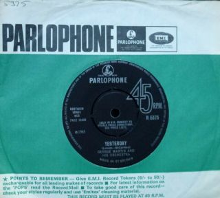 Rare & Ex,  George Martin Yesterday Beatles 1965 Parlophone Uk 45 Kt Stampers
