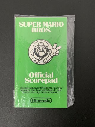 Nintendo Fun Club Official Scorepad Mario Bro’s Nes 1987 Rare Collectible