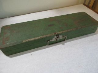 Vintage Climax Metal Fishing Tackle Box,  Green,  19 " X 5.  5 " X 2.  5 "