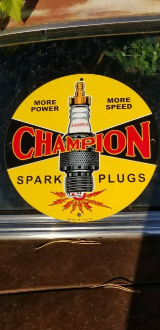 Rare Old Vintage 1957 Champion Spark Plug Porcelain Sign Pitt Dicaprio Hollywood