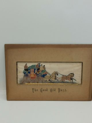 Vintage Antique Stevengraph The Good Old Days Horse And Carriage 1880 