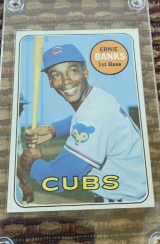 1969 Topps Ernie Banks Chicago Cubs 20 Baseball Card Combined