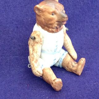 Rare Antique German Limbach All Bisque Dressed Jointed Teddy Bear Doll