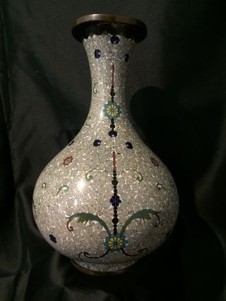 Vintage Cloisonne Vase With Flowers 9 " Inches Tall
