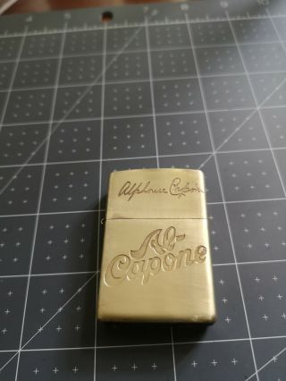 Al Capone Zippo Lighter Solid Brass Etched Rare Vintage 2 Made