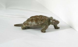 Antique Japanese Bronze Turtle Okimono Signed Meiji Period Tortoise Statue RARE 2