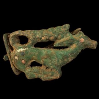 Rare Ancient Roman Bronze Enamelled Fibula Brooch 200 - 400 Ad (9)