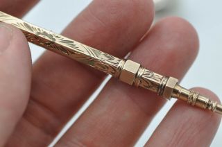 Rare Vintage Solid 9ct Gold Sliding Propelling Pencil By Henry Williamson 9.  6g 3