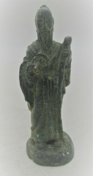 European Finds Ancient Roman Bronze Senatorial Statuette Ca 200 - 300ad