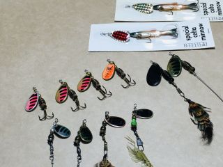 12 X Vintage Lures Rublex Celta 1 - 3 Spinners,  Including Rare Minnows France