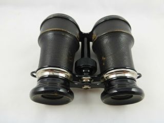 Antique Gaililean Field Binoculars with Brown Leather Case Early 1900 ' s 2