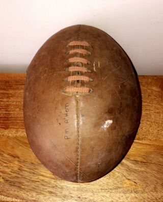 Vintage Antique 1950s Lace Up Hand Stitched Rugby American Football Ball Leather