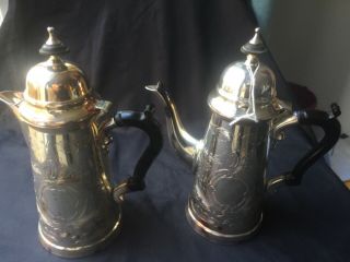 Ornate Silver Plate Coffee Pot And Water Jug