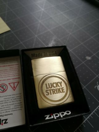 Lucky Strike Zippo Lighter Solid Brass Etched Rare Vintage