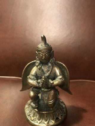 Antique 19th Century Solid Brass Statue Of The Hindu Deity Garuda?