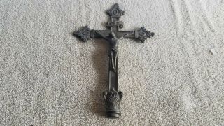Vintage Antique Inri Crucifix Jesus On Cross Finial Or Wall Hanger C7