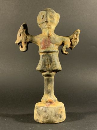 Ancient Luristan Bronze Ritual Sceptre Topper - Master Of Animals Circa 1000bce