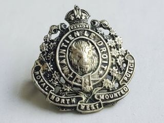 Royal North West Mounted Police (rnwmp) - Silver Collar Badge - Early 1900s Rare
