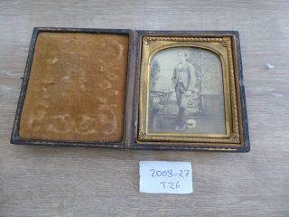 Interesting Antique Picture Of Young Boy With Frame