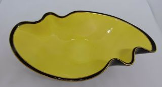 Rare Shaped Carlton Ware Hand Painted Dish - Black & Yellow With Double Gilt Trim